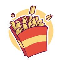 franska frites tecknad serie ikon illustration mat objekt ikon begrepp isolerat vektor