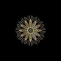 Mandala. Gold dekorativ Element. Bild zum Färbung. abstrakt kreisförmig Ornament mit stilisiert Blätter vektor