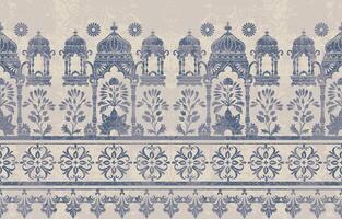 Motive Ikat Blumen- Paisley Stickerei auf Weiß hintergrund.geometrisch ethnisch orientalisch Muster traditionell.aztekisch Stil abstrakt Illustration Design zum Textur, Stoff, Kleidung, Verpackung, Dekoration vektor