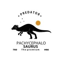 årgång hipster dinosaurie, pachycephalosaurus logotyp silhuett konst ikon vektor