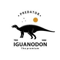 årgång hipster dinosaurie, iguanadon logotyp silhuett konst ikon vektor