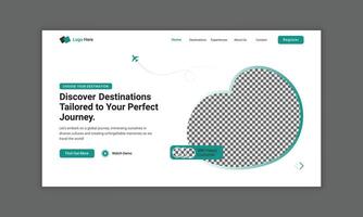 resa byrå landning sida design för resa landning sida mall, hjälte sektion för resa hemsida, webb sida design för hemsida och mobil hemsida, resa hemsida hjälte baner mall. vektor