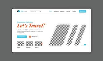 resa byrå landning sida design för resa landning sida mall, hjälte sektion för resa hemsida, webb sida design för hemsida och mobil hemsida, resa hemsida hjälte baner mall. vektor