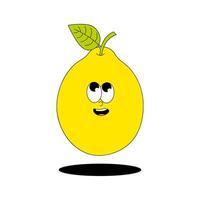frukt sommar karaktär citron. retro häftig lappa. trendig klistermärke med skraj komisk maskot. illustration 60-tal, 70s stil. vektor