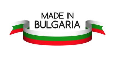 färgad band med de bulgarian tricolor, tillverkad i bulgarien symbol, bulgarian flagga isolerat på vit bakgrund, illustration vektor