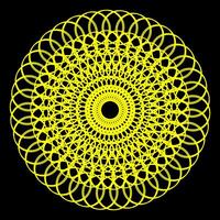 abstrakt runda mönster i de form av en gul mandala på en svart bakgrund vektor