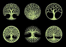 de symbol av de träd av liv i en cirkel på en mörk bakgrund vektor