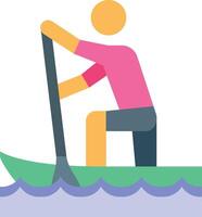 en person är paddling på en båt i de vatten vektor