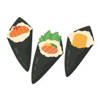 Hand rollen Sushi Temaki Sushi vektor