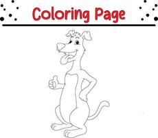 söt hund tummen upp färg sida. färg bok för barn vektor