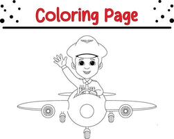 jung Pilot Reiten Flugzeug Färbung Buchseite. Färbung Buch zum Kinder vektor