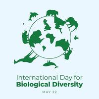 internationell dag för biologisk mångfald design mall. djur- mall. biologisk illustration. platt design. eps 10. vektor