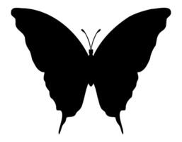 fjäril machaon silhuett. illustration av insekt med vingar förbi svart bläck på isolerat bakgrund för ikon eller logotyp. flygande fjäril för bröllop inbjudningar eller vykort. årgång teckning vektor