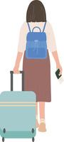kvinna resande med resväska turist resa karaktär illustration grafisk tecknad serie konst vektor