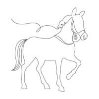 häst kontinuerlig enda ett linje teckning illustration konst vektor
