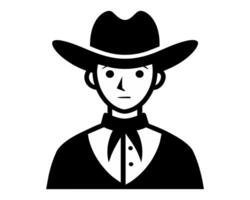 ung cowboy porträtt i svart och vit. svartvit av en kille med en hatt. isolerat på vit bakgrund. begrepp av Västra kultur, maskulin stil, årgång americana. vektor