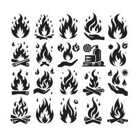 Feuer Flamme Silhouette Symbol einstellen Illustration vektor