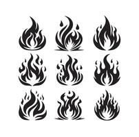 Feuer Flamme Silhouette Symbol einstellen Illustration vektor