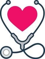 minimalistisk stetoskop ikon med hjärta form. hälsa och medicin symbol illustration. vektor
