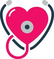 enkel stetoskop ikon med hjärta form. vektor