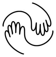 einfach schwarz und Weiß zwei Hände verriegelt Zeichnung Logo Umarmung Symbol symbolisieren Einheit und Unterstützung. Illustration zum Netz Design vektor