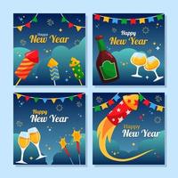 nyårsfest inlägg på sociala medier vektor