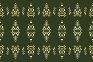 traditionell etnisk motiv ikat geometrisk tyg mönster korsa stitch.ikat broderi etnisk orientalisk pixel grön bakgrund. abstrakt,, illustration. textur, halsduk, dekoration, tapeter. vektor
