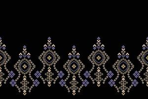 traditionell ethnisch Motive Ikat geometrisch Stoff Muster Kreuz Stich.ikat Stickerei ethnisch orientalisch Pixel schwarz Hintergrund. Abstrakt, Illustration. Textur, Schal, Dekoration, Tapete. vektor