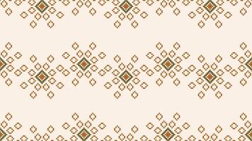 traditionell etnisk motiv ikat geometrisk tyg mönster korsa stitch.ikat broderi etnisk orientalisk pixel brun grädde bakgrund. abstrakt,, illustration. textur, halsduk, dekoration, tapeter. vektor