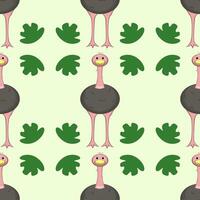 struts i platt stil mönster. tecknad serie struts. afrikansk djur- Zoo fågel. illustration. vektor