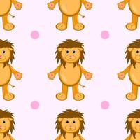 Löwe süß nahtlos Muster, Illustration Hintergrund, Tier Karikatur Muster zum Kinder vektor