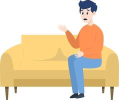 Psychotherapie Session - - Mann reden zu Psychologe Sitzung auf Sofa. mental Gesundheit Konzept, Illustration im eben Stil vektor