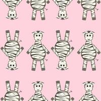mönster med zebra. svart och vit med rosa bakgrund. söt tecknad serie zebra vektor