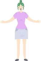illustration av en flicka i platt stil på vit bakgrund. platt illustration på de tema av kropp positivitet vektor