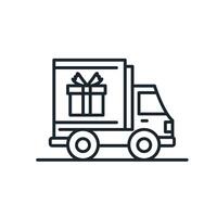 Lieferung LKW mit Geschenk Box Symbol. online Lieferung Bedienung und online bestellen Verfolgung Konzept vektor