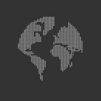 Globus der Weltkarte-Vektor-Illustration in minimalistisch und gepunktet. modernes Design des Erdsymbolsymbols vektor