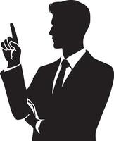 ein Geschäft Mann Anweisung mit Hand Silhouette, schwarz Farbe Silhouette vektor