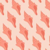 sömlös mönster med hand dragen rosa snäckskal på rosa bakgrund. mall för skriva ut, tyg, hälsning kort och inbjudan. vektor
