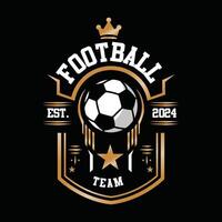 Fußball Fußball Abzeichen Logo Design Vorlagen Sport Mannschaft Identität Abbildungen isoliert auf schwarz Hintergrund vektor