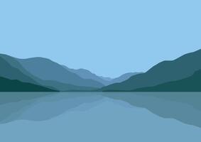 bergen landskap med sjö. illustration i platt stil. vektor