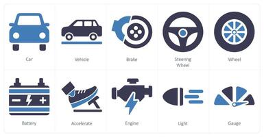 en uppsättning av 10 bil ikoner som bil, fordon, broms vektor