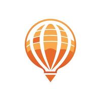 ett orange varm luft ballong stigande genom de himmel, en rena, samtida logotyp terar en minimalistisk varm luft ballong ikon vektor