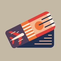 kreditera kort med en plan grafisk representerar resa eller flyg industri, ett abstrakt representation av en ombordstigning passera med en minimalistisk vrida vektor