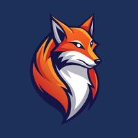 ein rot Fuchs Logo steht aus gegen ein Blau Hintergrund mit sauber Linien, ein minimalistisch Fuchs Logo Design mit sauber Linien und begrenzt Farben vektor