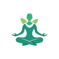 ein Frau sitzend im ein Lotus Position mit ihr Hände angehoben im das Luft, ein heiter Bild von ein meditieren Zahl einstellen gegen ein sauber, Weiß Hintergrund vektor