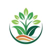 ein Grün Blatt Logo einstellen gegen ein Weiß Hintergrund, präsentieren ein minimalistisch Design, ein minimalistisch Darstellung von ein üppig, blühend Garten im ein glatt, zeitgenössisch Design vektor
