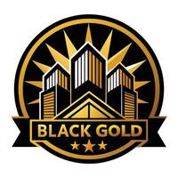 das schwarz Gold Logo Eigenschaften ein glatt und modern Design mit ein Farbe planen von schwarz und Gold, schwarz Gold echt Nachlass Logo vektor