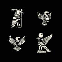 ägyptisch Gott Horus Logo Symbol Design Vorlage. Sammlung von Bilder von das heilig ägyptisch Falke Vogel. Tier und Mensch. elegant Luxus Gold eben vektor