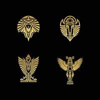 ägyptisch Gott Horus Logo Symbol Design Vorlage. Sammlung von Bilder von das heilig ägyptisch Falke Vogel. Tier und Mensch. elegant Luxus Gold eben vektor