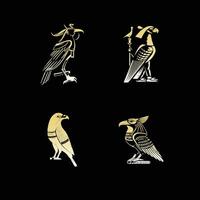 ägyptisch Gott Horus Logo Symbol Design Vorlage. Sammlung von Bilder von das heilig ägyptisch Falke Vogel. Tier und Mensch. elegant Luxus Gold eben vektor